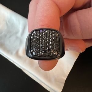 David Yurman - Mens Streamline Ring with Black Titanium and Black Diamonds